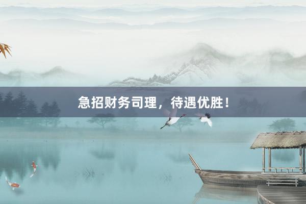 急招财务司理,待遇优胜!