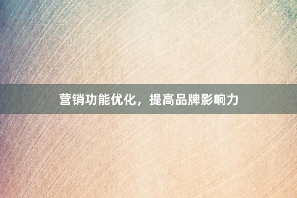 营销功能优化，提高品牌影响力